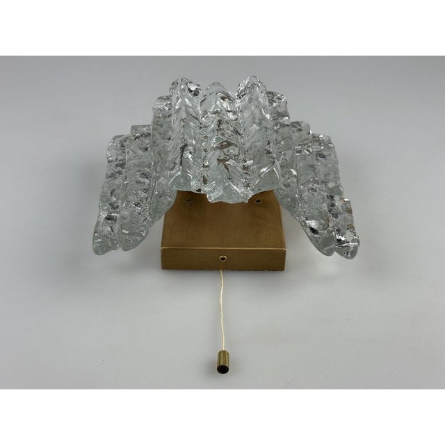 Mid-Century Modern Vintage Ice Glass Wall Lamp by J.T. Kalmar, 1970s For Sale - Image 3 of 18