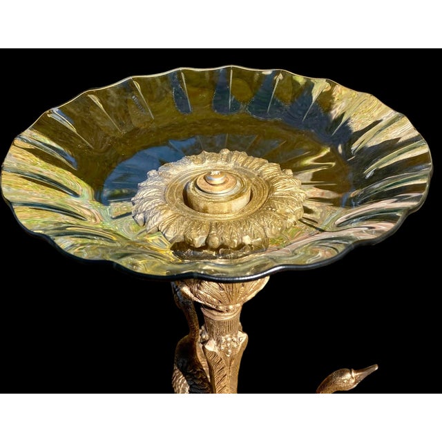 Antique French Napoleon III Gilt Bronze Swan Centerpiece Pleated Glass Plateau For Sale - Image 12 of 14