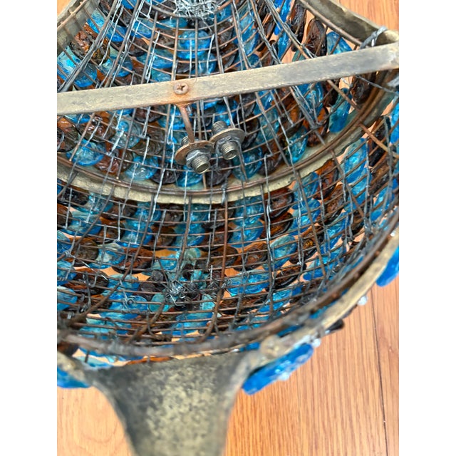 1940’s Dore Bronze Sconce Cages With Beaded Glass in the Style of Ercole Barovier, a Pair For Sale - Image 12 of 12