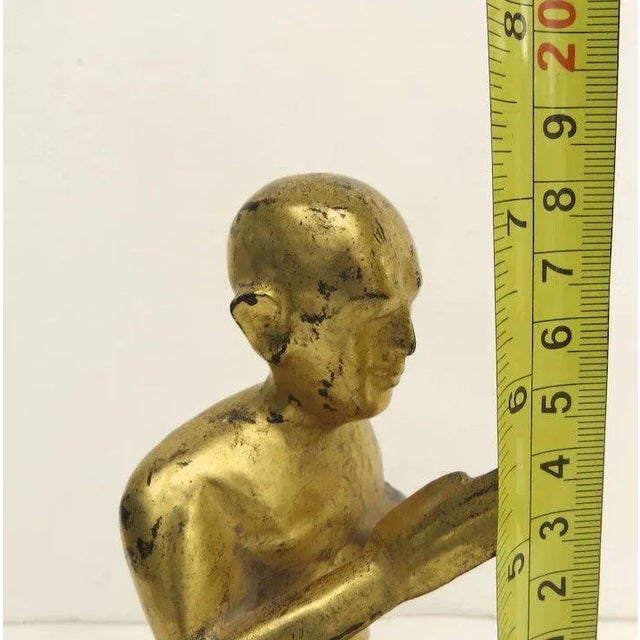 Traditional Mid 20th Century Vintage Gilt Carved Figure of a Praying Monk Thailand Buddah For Sale - Image 3 of 7