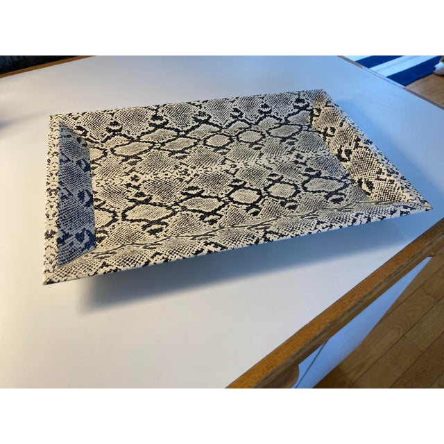 Modern Furbish Studio Faux Python 19” Rectangle Tray For Sale - Image 3 of 8