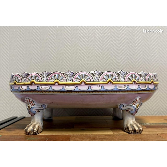 Large Openwork Earthenware Planter, 1880 For Sale - Image 6 of 6