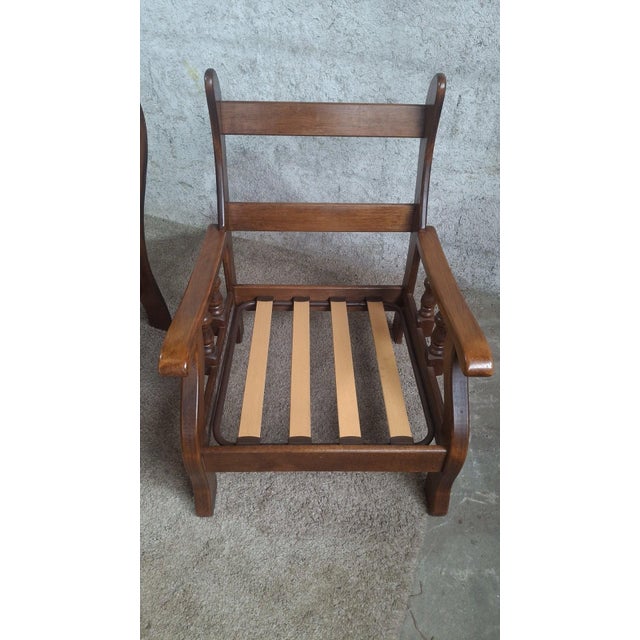 Vintage Lounge Chairs in Wood and Floral Fabric, 1970s, Set of 2 For Sale - Image 9 of 11