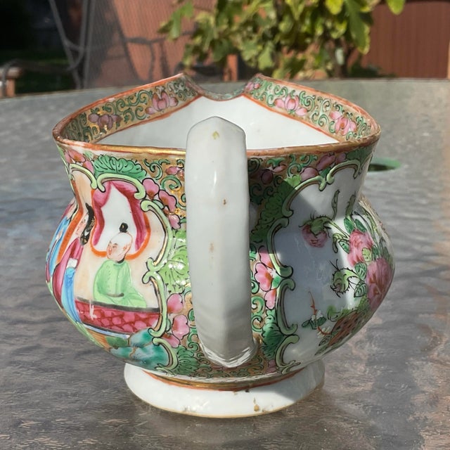 Antique Famille Rose Medallion Hog Nose Creamer For Sale - Image 4 of 7