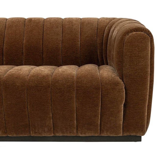 Wood Copper Velvet Tufted Sofa For Sale - Image 7 of 8