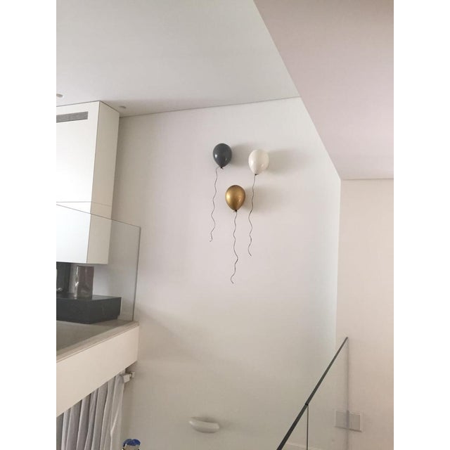 White Glossy Ceramic Balloon Wall Sculpture - Small Size For Sale - Image 10 of 12