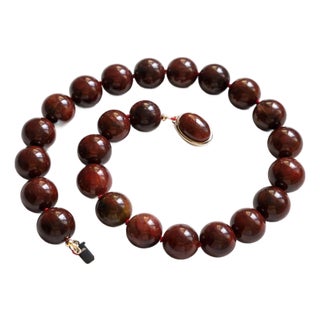 Rare Red Rutilated Quartz Necklace, With Sterling Silver Red Quartz Clasp For Sale