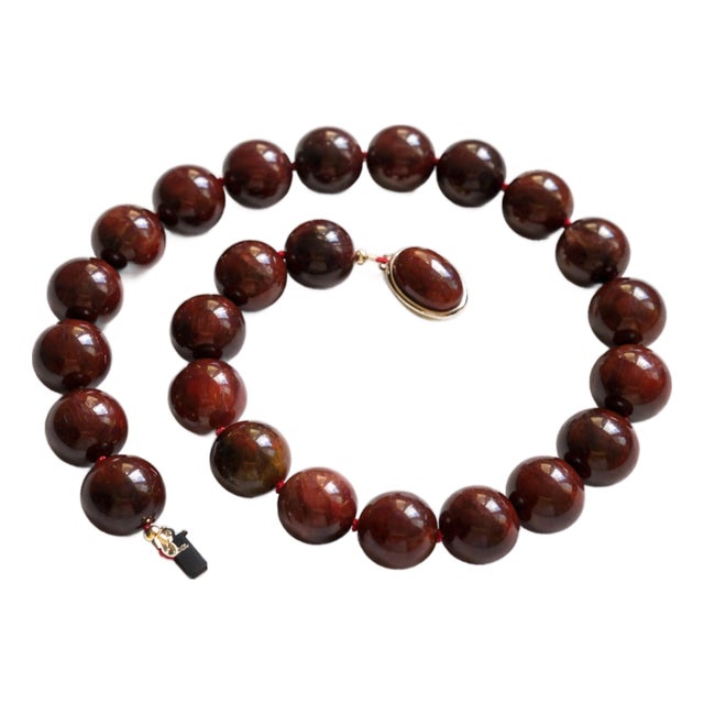 Rare Red Rutilated Quartz Necklace, With Sterling Silver Red Quartz Clasp For Sale