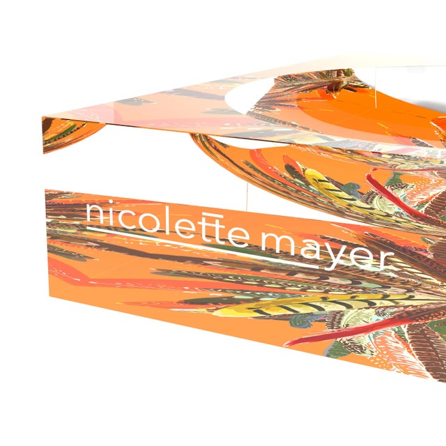 Pheasant Feathers Butternut Acrylic Candy Catchall Dish, Large For Sale In Miami - Image 6 of 9