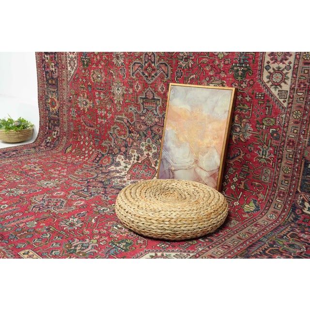 1970s Vintage Persian Handmade Wool 10x13 Red Area Rug For Sale - Image 10 of 11