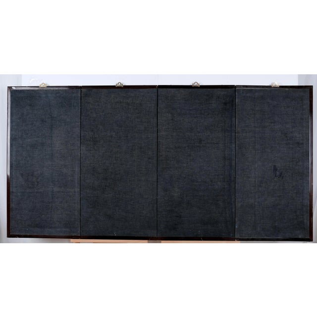 1960s Japanese Byobu "Blue Birds White Flowers" 4-Panel Folding Screen Very Good + For Sale - Image 12 of 12