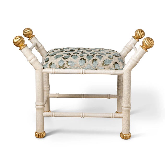 2020s Boca White Ocelot Celadon Bamboo Bench For Sale - Image 5 of 8
