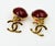 Contemporary Chanel Vintage Gold Plated Red Stone CC Dangle Clip on Earrings, A Pair For Sale - Image 3 of 4