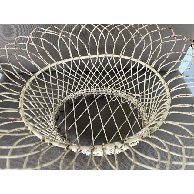 Antique French Victorian Oval Wire Garden Basket or Planter For Sale - Image 11 of 13