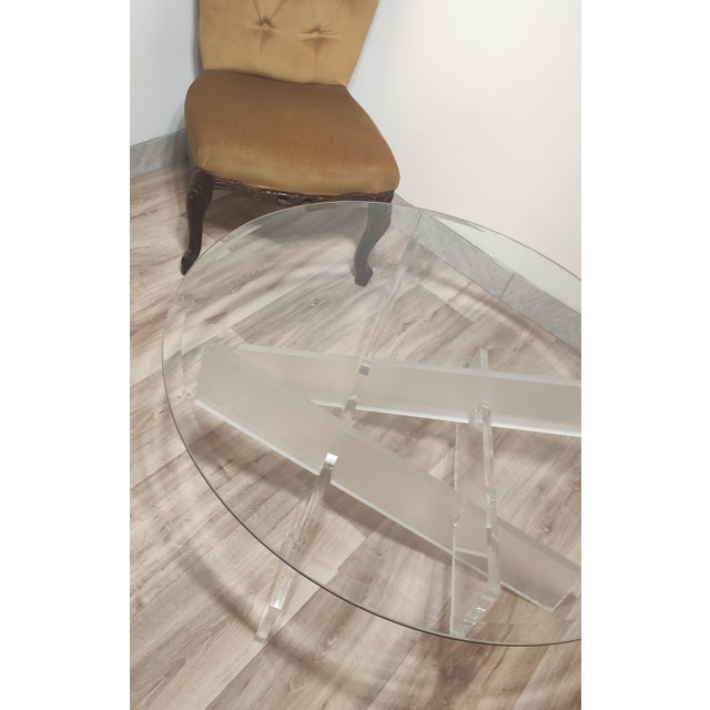 Glass Coffee Table with Acrylic Glass Base For Sale - Image 9 of 12