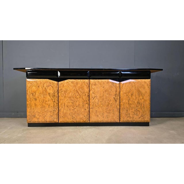 Vintage Lacquer and Burl Wood Credenza, 1980s For Sale - Image 12 of 15