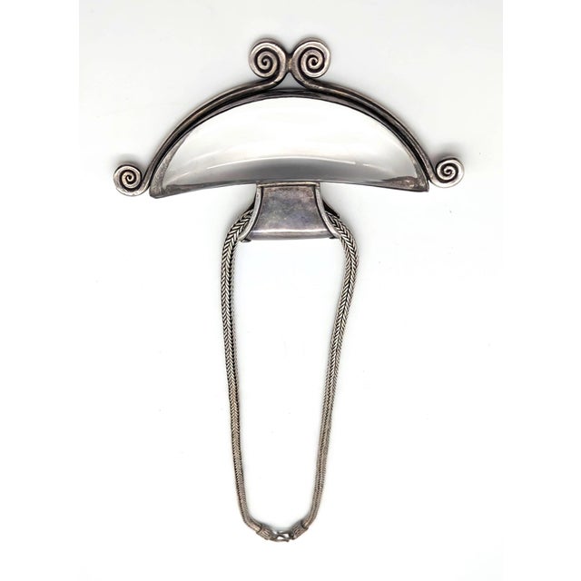 Vintage Indian Sterling Silver & Quartz Pendant With Choker Chain For Sale - Image 4 of 10