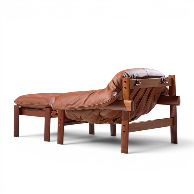 Mid 20th Century Percival Lafer Mp41 Mid Century Brazilian Leather Lounge Chair and Ottoman For Sale - Image 5 of 11