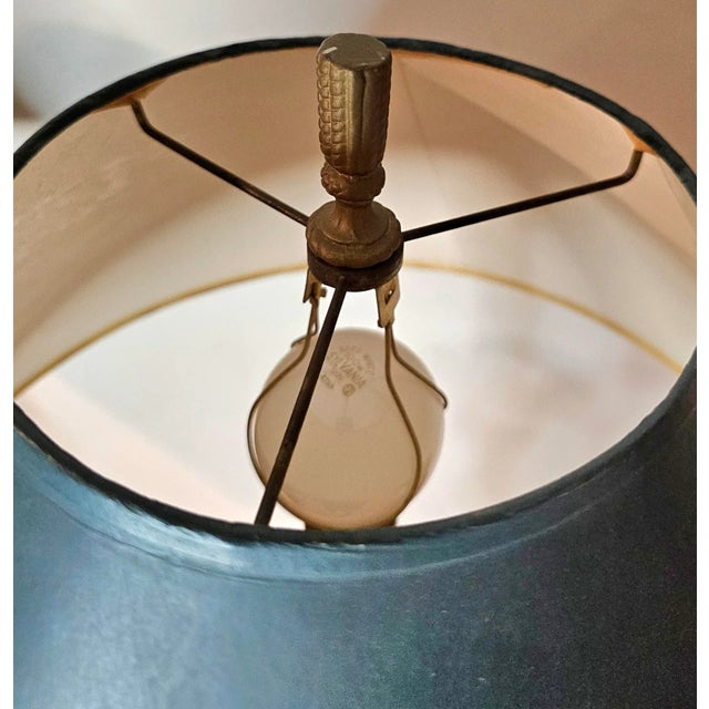 Pair of Vintage Italian Baroque Painted and Gilt Carved Wooden Candlestick Style Table Lamps For Sale In Washington DC - Image 6 of 8