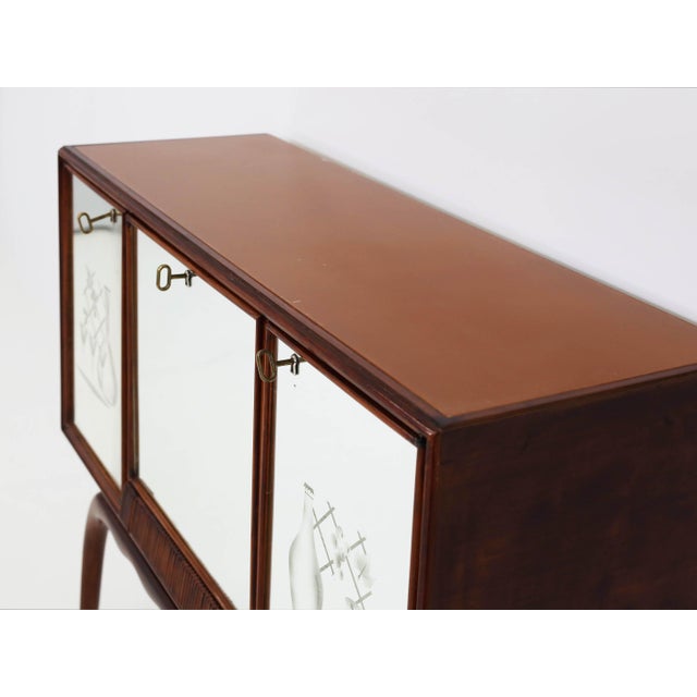 Bar with Slender Legs and Mirrored Interior attributed to Guglielmo Ulrich, Italy, 1952 For Sale - Image 4 of 14
