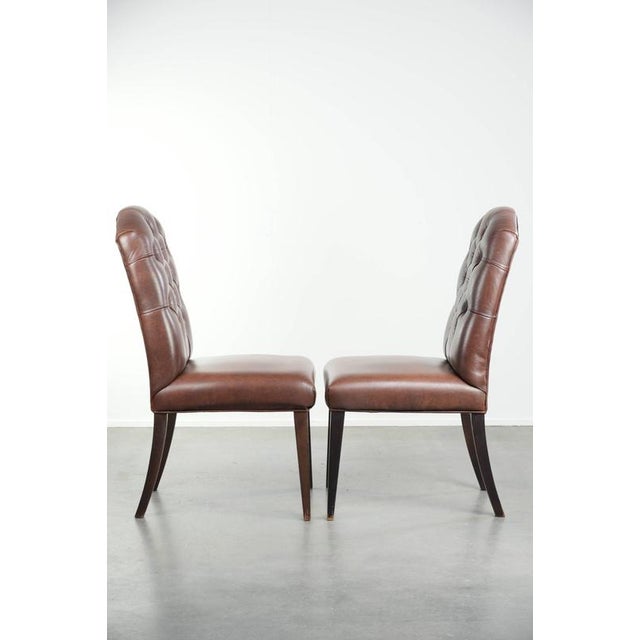 Chesterfield Dining Chairs in Cowhide Leather, Set of 6 For Sale - Image 3 of 14