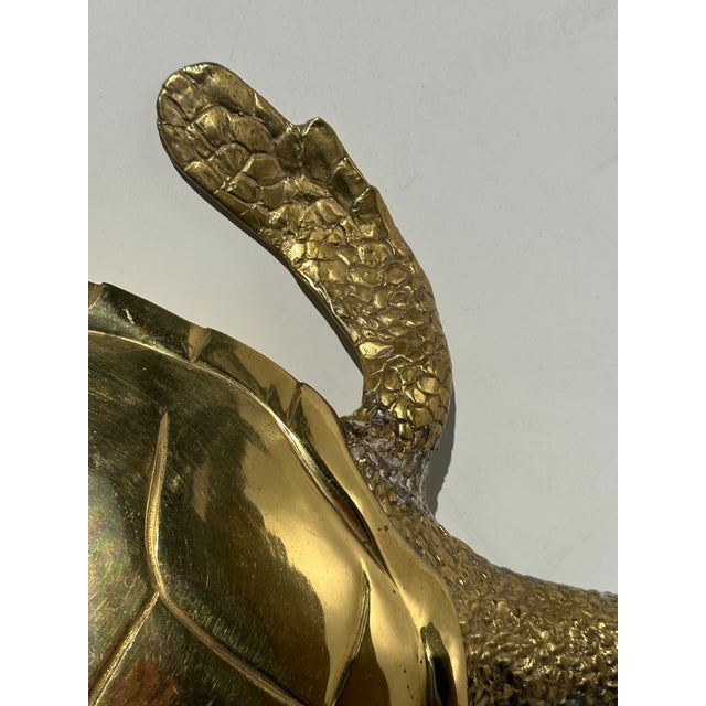 Metal 1970s Large Brass Turtle Hawksbill Sculpture Box For Sale - Image 7 of 12