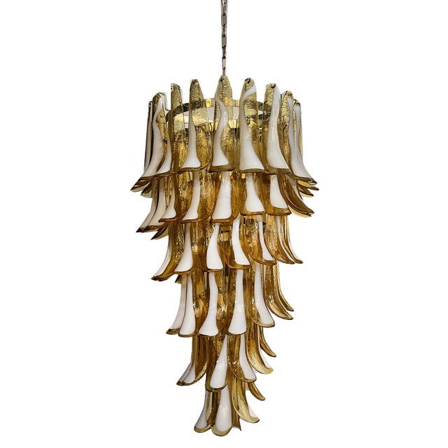 Large Italian Murano Glass Spiral Chandelier, 1990s For Sale