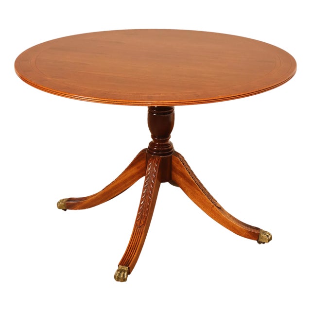 Duncan Phyfe Style Mahogany Round Breakfast Table With Brass Claw Feet For Sale