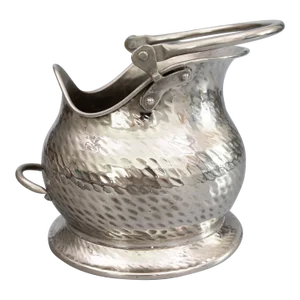 Antique Italian Hammered Silver Plate Helmet Coal Scuttle Jardiniere Planter Wine Cooler
