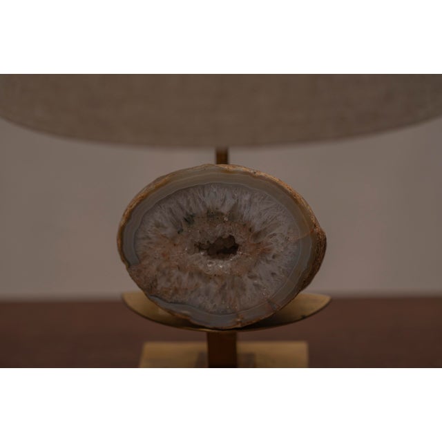 Metal Hollywood Regency Table Lamp with Geode by Willy Daro, 1970s For Sale - Image 7 of 9