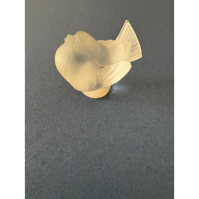 Lalique "Nogent" Crystal Compote Bowl and Stand Alone Sparrows (Signed) For Sale In Tampa - Image 6 of 12