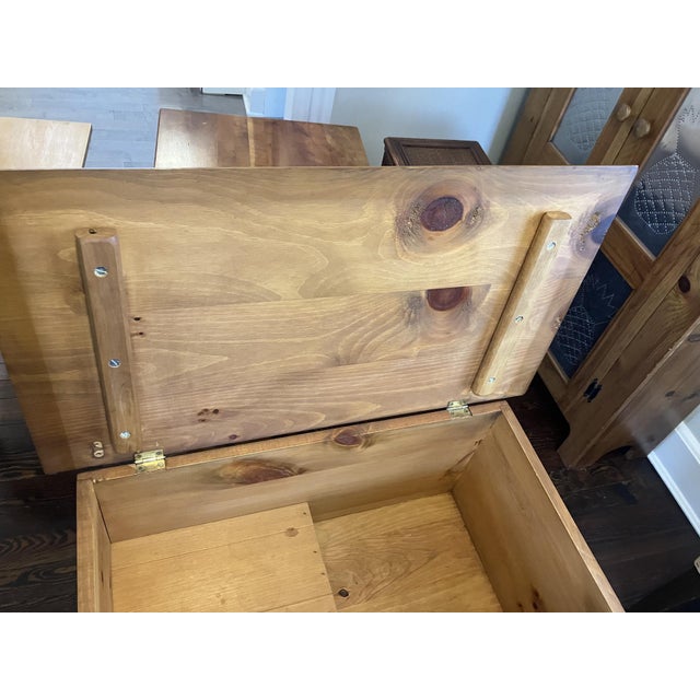 Late 20th Century Rustic Pine Wood Dry Sink Cabinet / Blanket Chest – Country Primitive Storage For Sale - Image 12 of 12