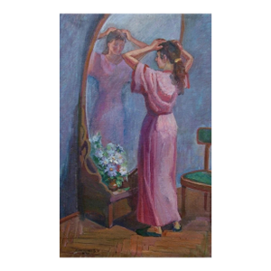 Ukrainian Artist Oil Painting: Girl Before Mirror, Socialist Realism, 1992 127-85