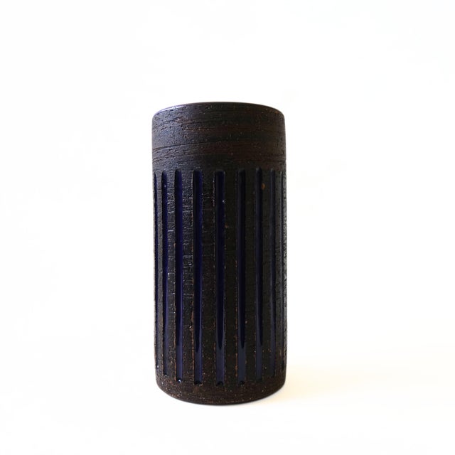 Vintage Blue-Brown Glazed Vase from Gabriel, Sweden For Sale - Image 4 of 4