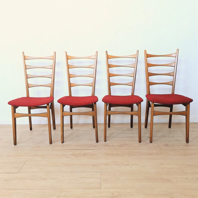 Four Ladder Back Side Chairs, 1950s, Set of 4 For Sale - Image 4 of 13
