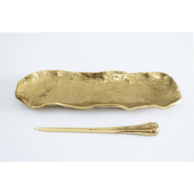 Metal Vintage Gold Bronze Pen Tray and Letter Opener, 1960s, Set of 2 For Sale - Image 7 of 7