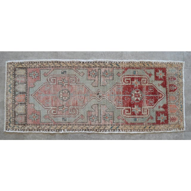 Hand Knotted Door Mat, Entryway Rug, Bath Mat, Kitchen Decor, Small Rug, Turkish Rug - 1′10″ × 4′6″ For Sale - Image 6 of 6