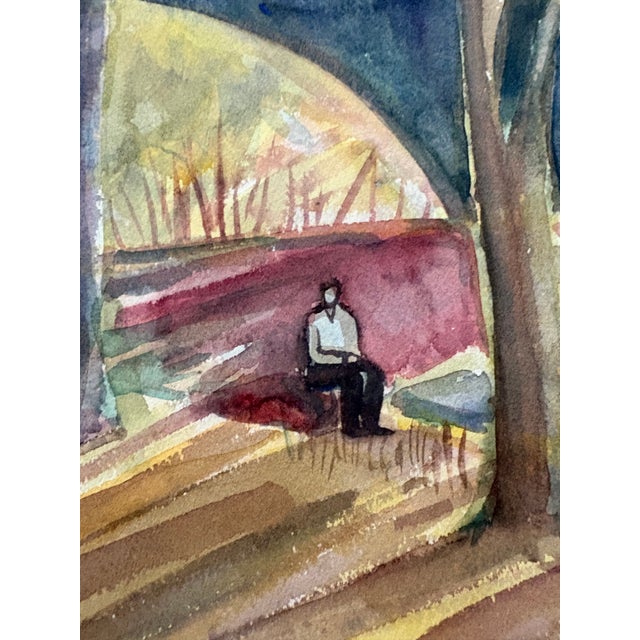 Modern Watercolor - Arnold Weber (1931-2010) Central Park For Sale - Image 3 of 11