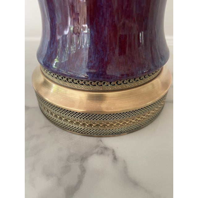 Vintage Art Mid Century Modern Drip Glaze Ceramic Lamp For Sale - Image 4 of 11