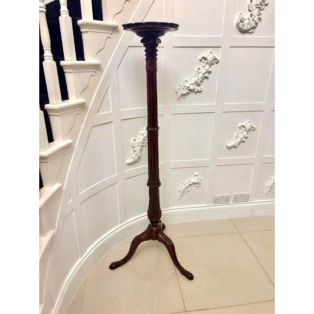 Antique Victorian Carved Mahogany Plant Stand, 1880s For Sale - Image 9 of 11