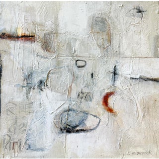 "Rue De Paris" Original Small Abstract Painting in Neutral Colors. For Sale