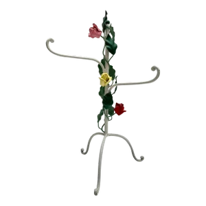Vintage Midcentury Metal Rose Hand Towel or Jewelry Hanger