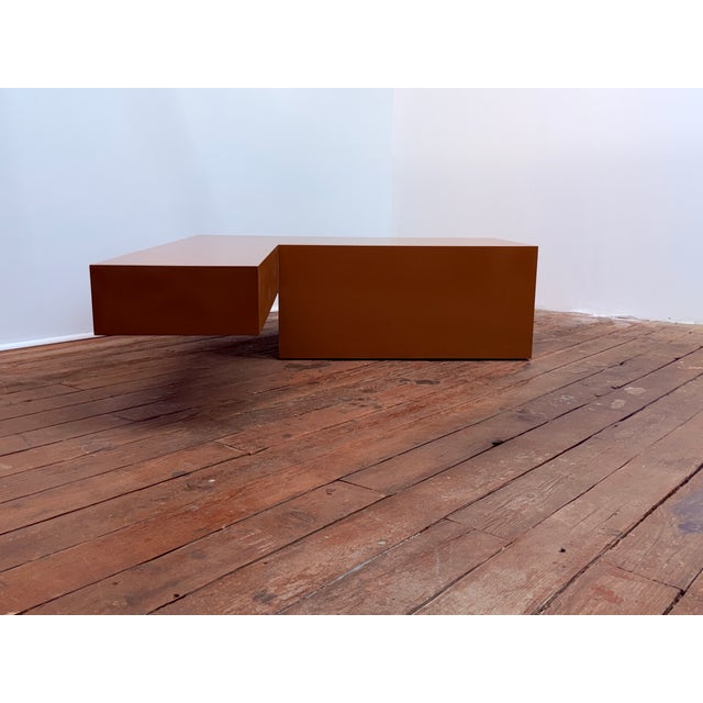 Brown Minimalist Lacquer Floating Coffee Table in the Manner of Donald Judd, 1970 For Sale - Image 8 of 14