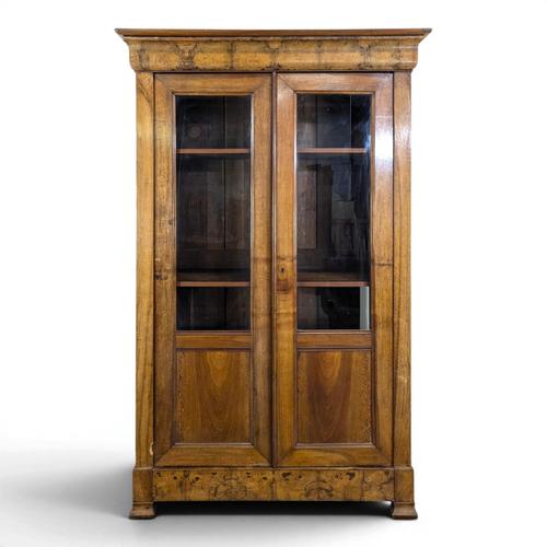 Brown Louis Philippe Glass-Fronted Bookcase in Walnut For Sale - Image 8 of 8
