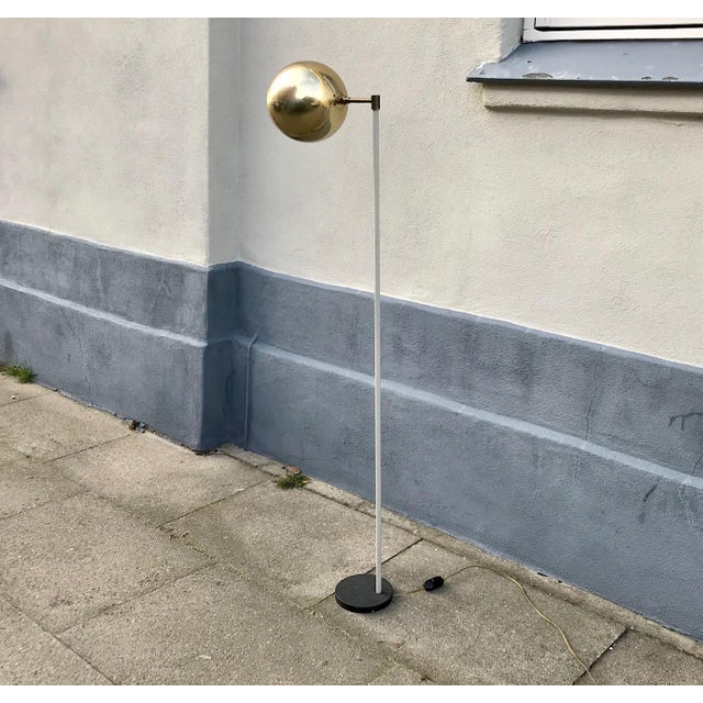 Metal Scandinavian Modern Floor Lamp with Brass Shade, 1970s For Sale - Image 7 of 9