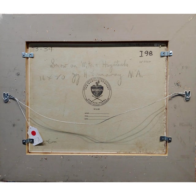 Textile Jay Hall Connaway -1930s Snow in Vermont Haystack Mountain-Oil Painting For Sale - Image 7 of 8