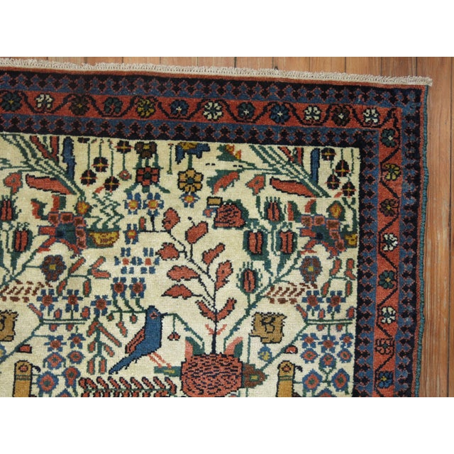Contemporary Ivory Field Pigeon Bird Traditional 20th century Persian Pictorial Rug For Sale - Image 3 of 6