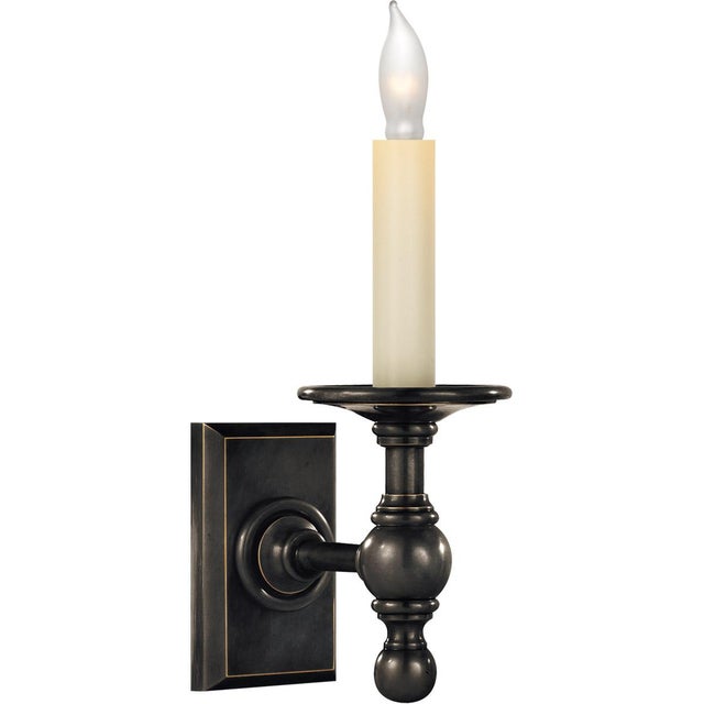 Single Library Classic Sconce in Bronze Designer: Chapman & Myers Height: 8" Extension: 6" Backplate: 2.75" x 4.5"...