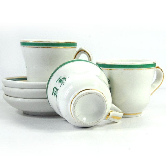 Large Belgian Porcelain Cups and Saucers, 1890s, Set of 6 For Sale - Image 4 of 10