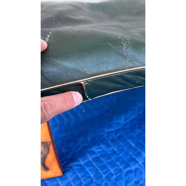 A Vintage Egyptian Camel Footstool/Ottoman, With Green Leather Seat, 1960's For Sale - Image 4 of 12